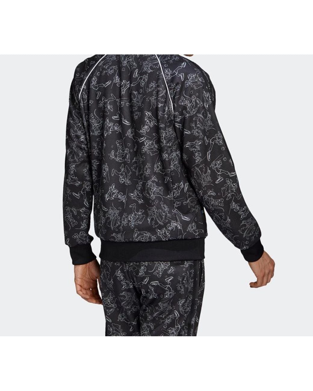 Adidas Gray X Disney Goofy Sst Tt Crossover Printing Athletics Sports Jacket for men