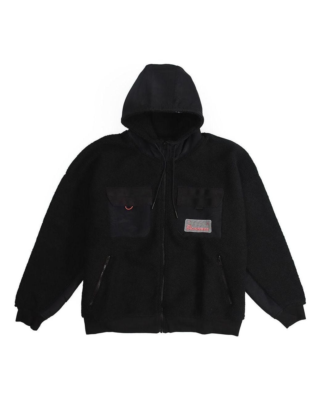 Nike Black Zipper Fleece Windproof Stay Warm Hooded Jacket for men