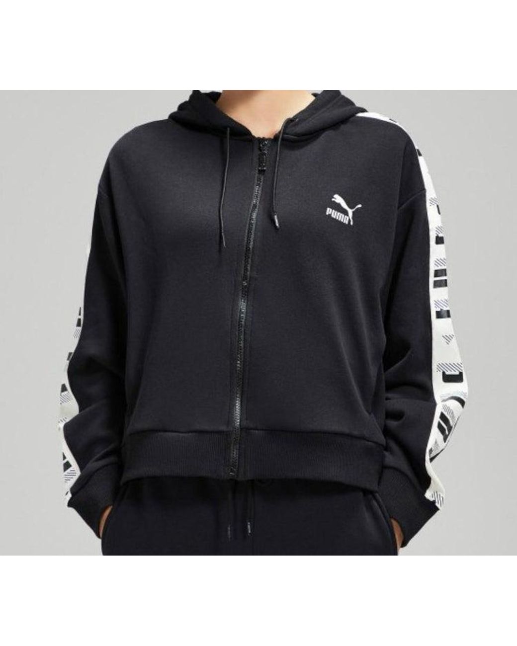 PUMA Black (Wmns) Knit Hooded Zipper Jacket