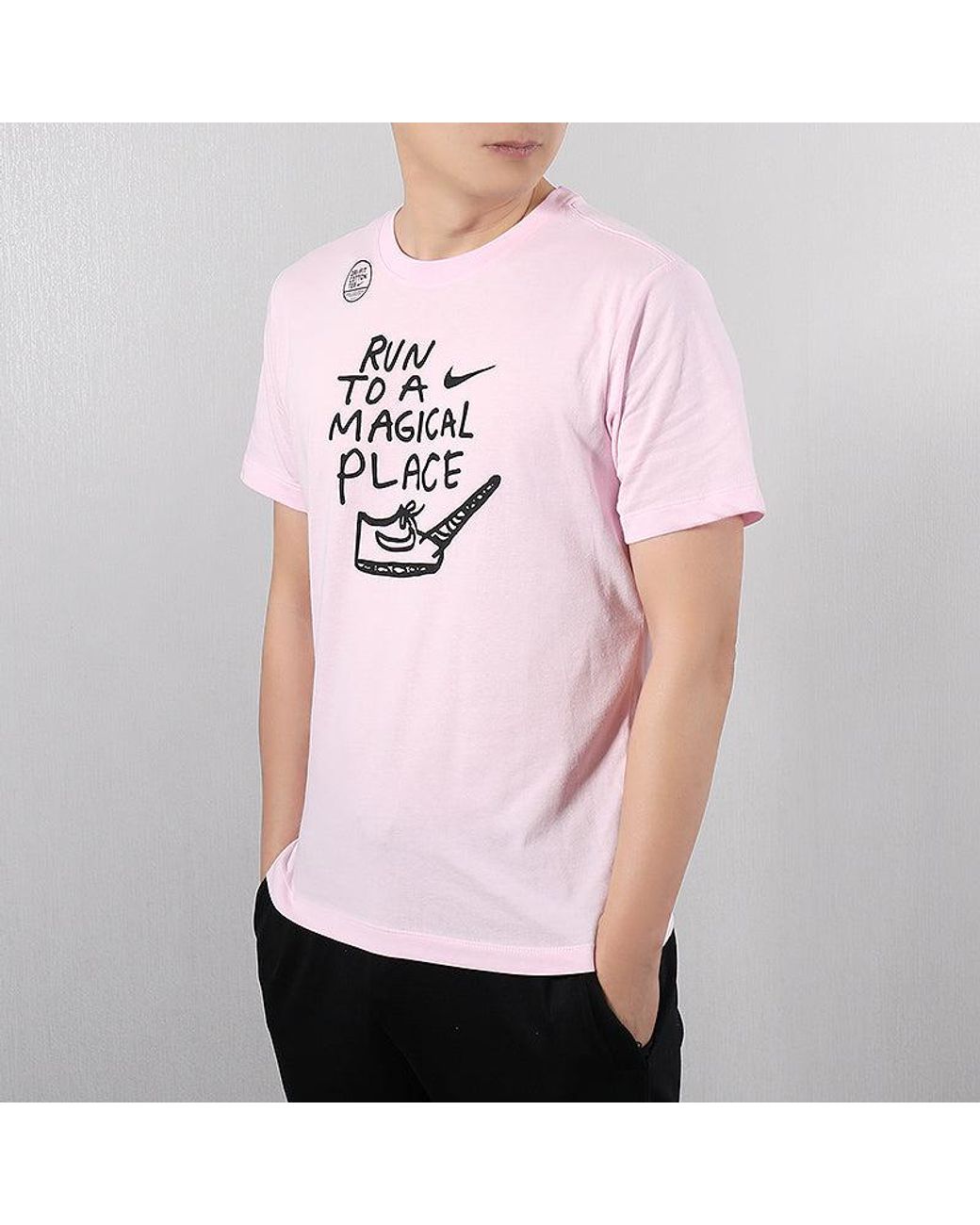 Nike Pink Dri-Fit Sports Casual Short-Sleeved for men