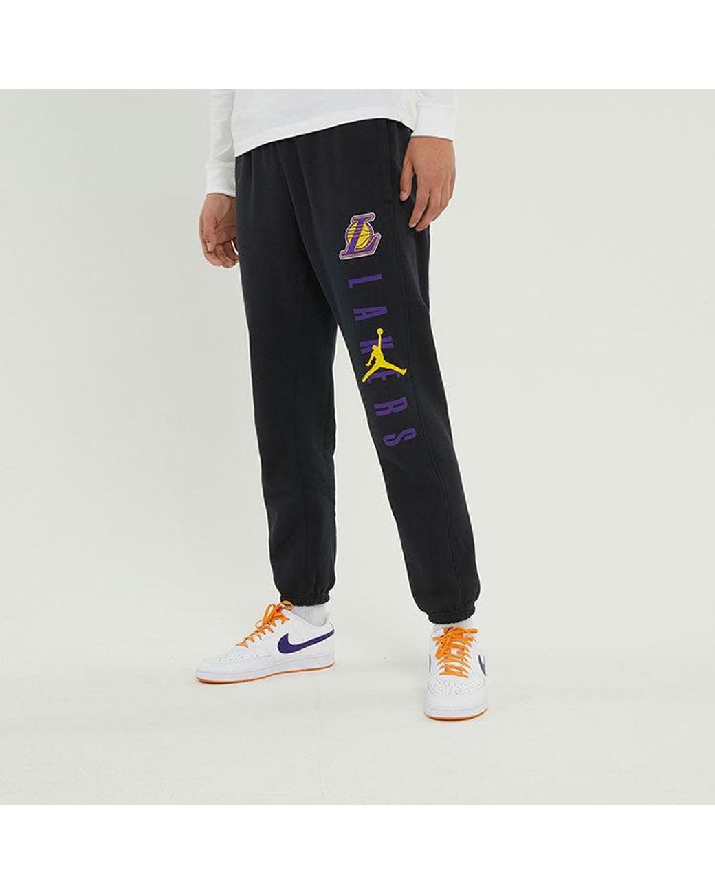 Nike Blue Nba Courtside Statement Edition Los Angeles Lakers Bundle Feet Sports Long Pants for men