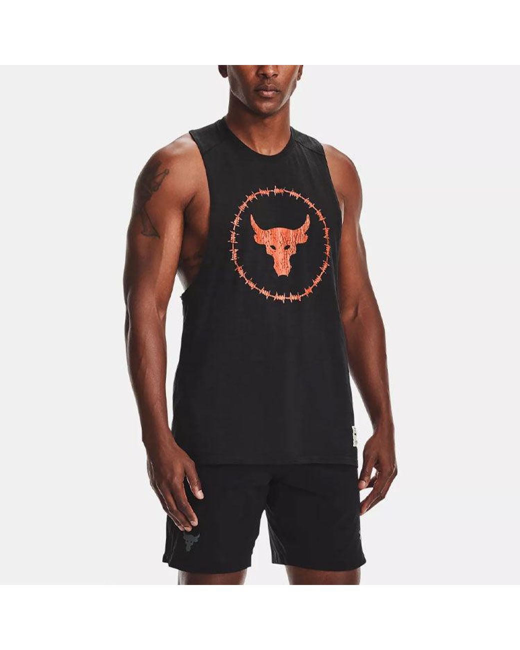 Under Armour Black Project Rock Charged Cotton Tank for men