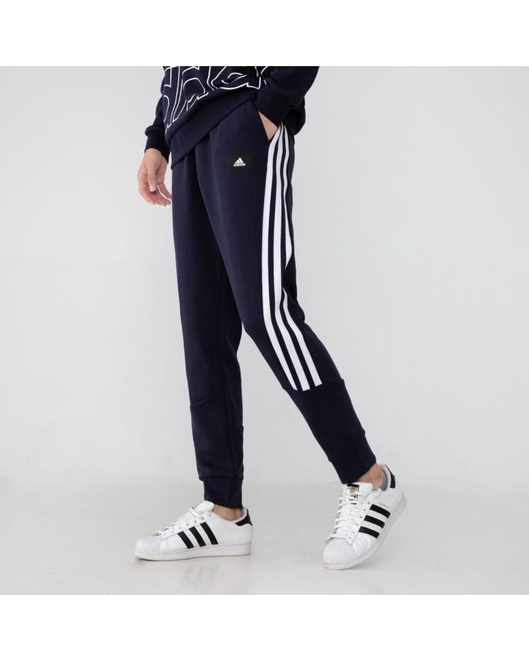 Adidas Blue Fi 3S Pant Logo Printing Bundle Feet Sports Pants/Trousers/Joggers for men