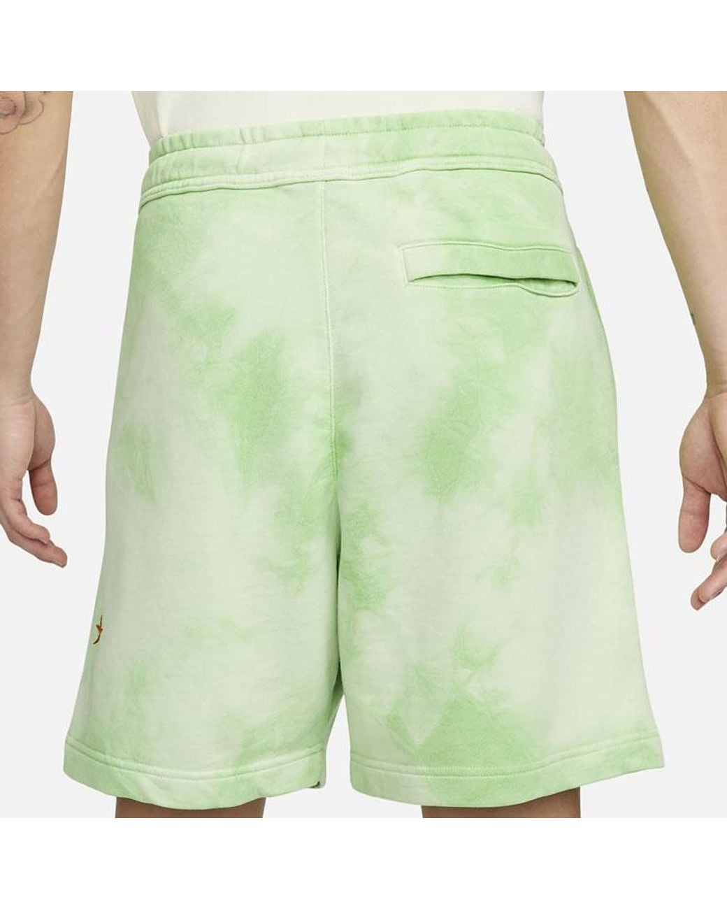 Nike Green Sportswearfrench Terry Solid Color Logo Flowers Embroidered Casual Shorts Light for men