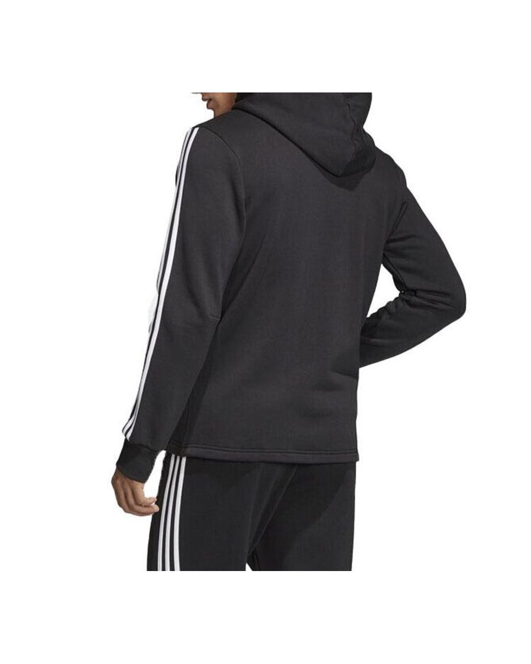 Adidas Black Printing Sports Fleece Lined Hooded Knit Jacket for men
