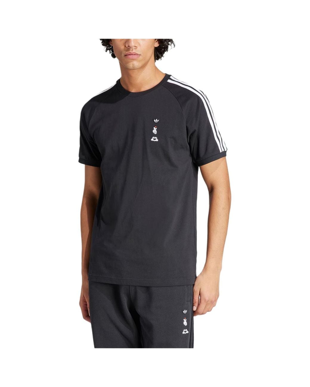 Adidas Black Mickey Mouse X Originals 3-Stripes Tee Asia Sizing for men