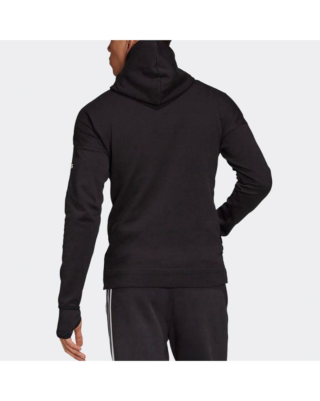 Adidas Black Zne 3-Stripes Hooded Jacket for men