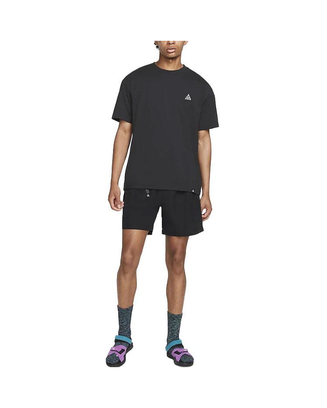 Nike Black Acg Solid Color Round Neck Loose Short Sleeve T-Shirt for men