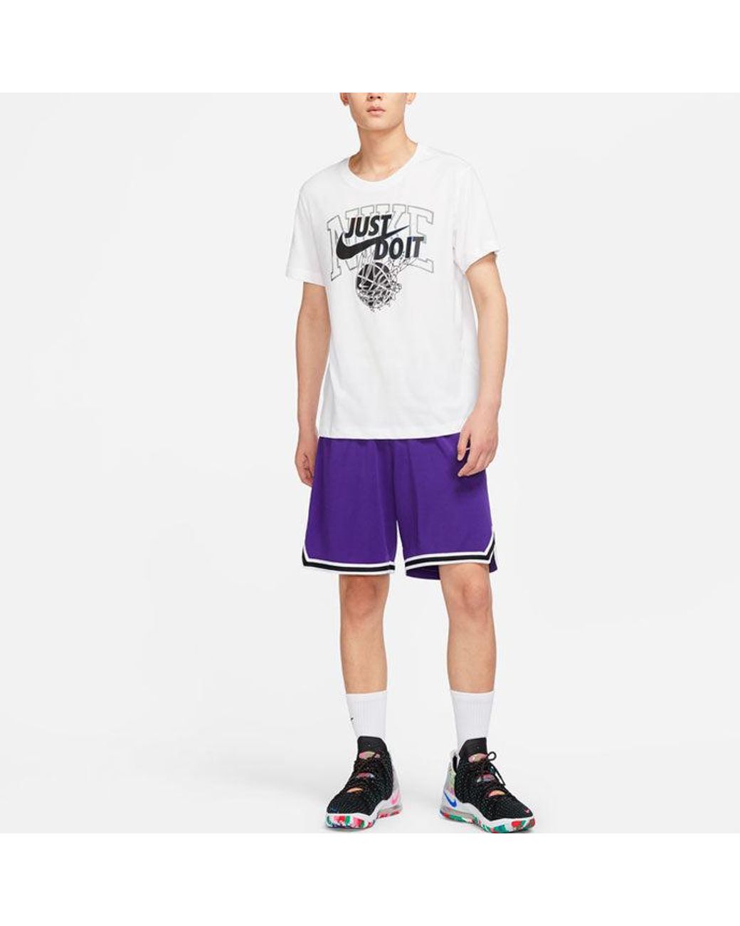Nike White Just Do It Logo Alphabet Printing Round Neck Short Sleeve T-Shirt for men