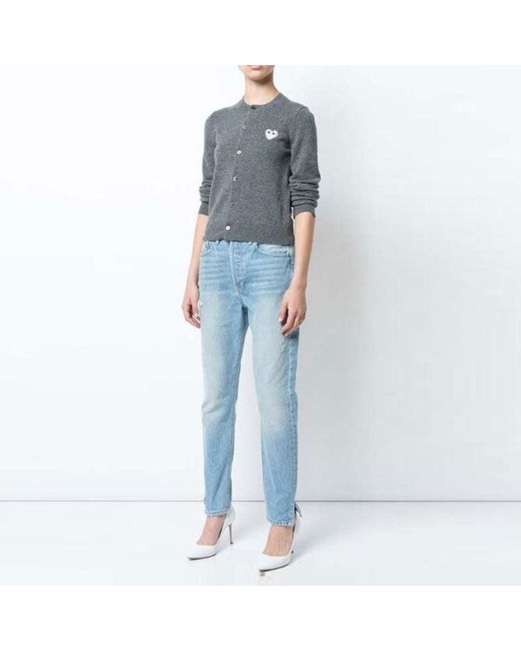 COMME DES GARÇONS PLAY Blue (Wmns) Cardigan Emblem
