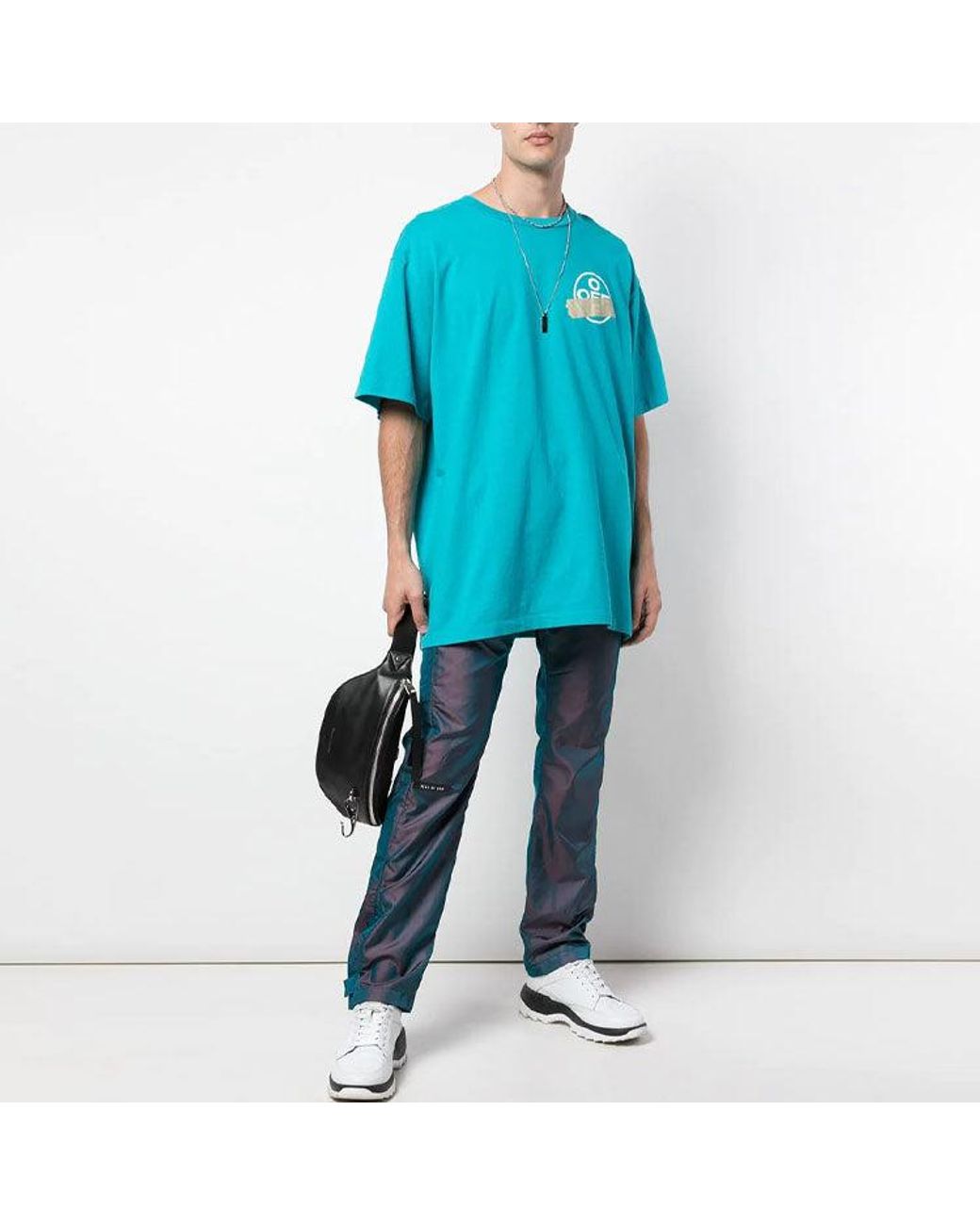 Off-White c/o Virgil Abloh Blue Ss20 Diagonal Arrows Tape Short Sleeve for men