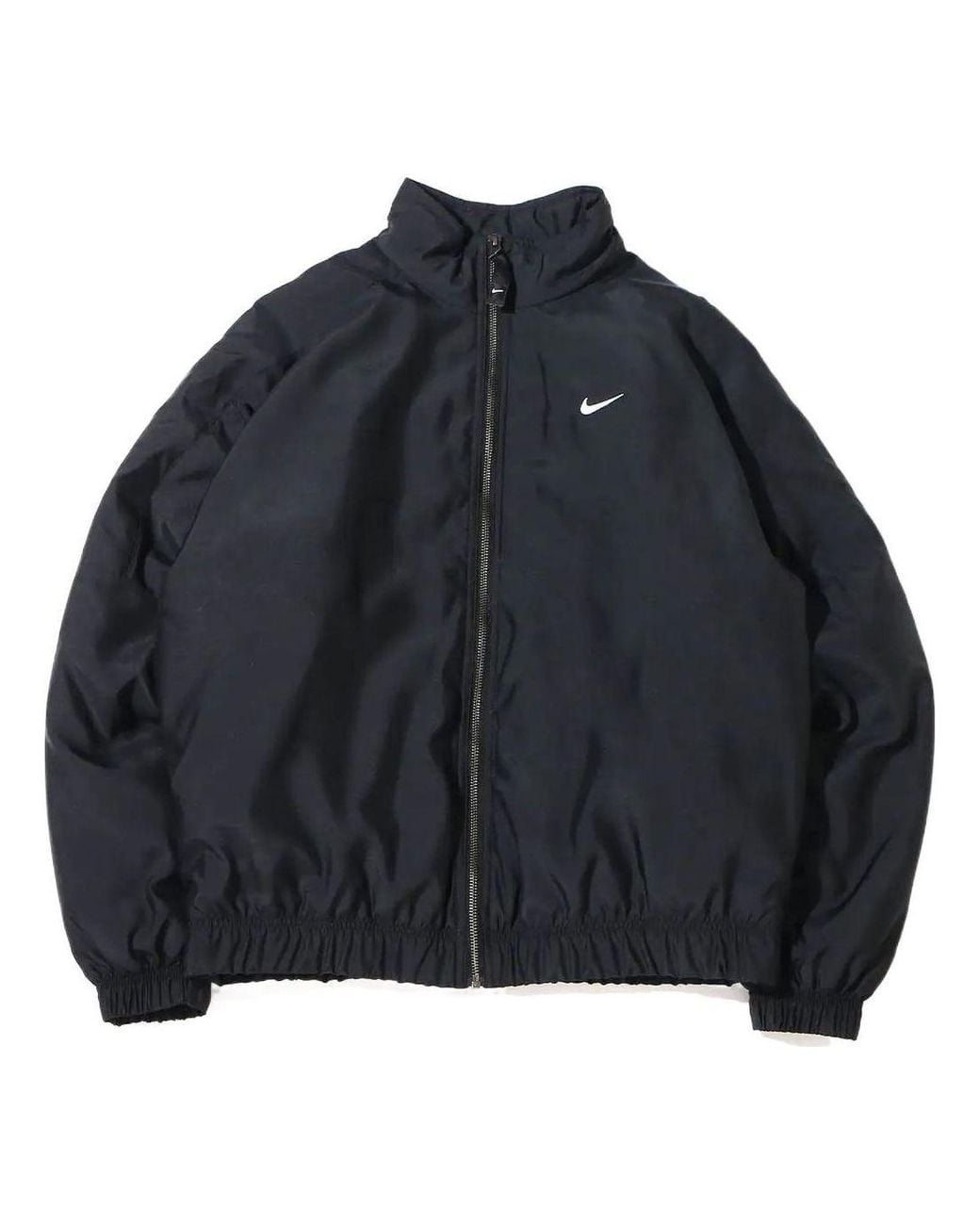 Nike Black Solid Color Long Sleeves Stand Collar Jacket for men