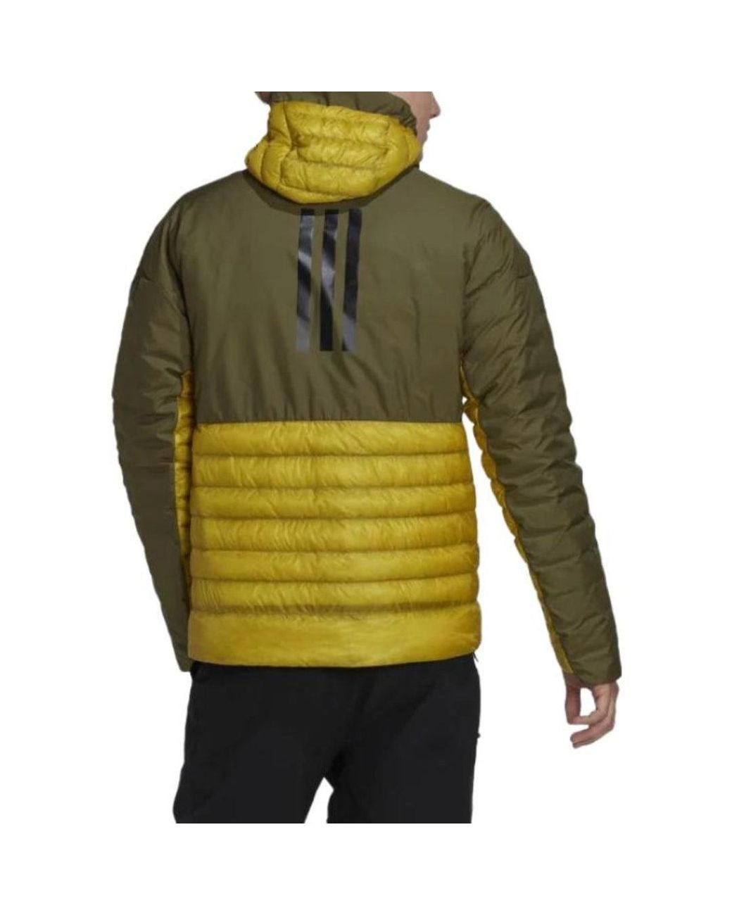 Adidas Yellow Terrex Myshelter Down Hooded Jacket for men