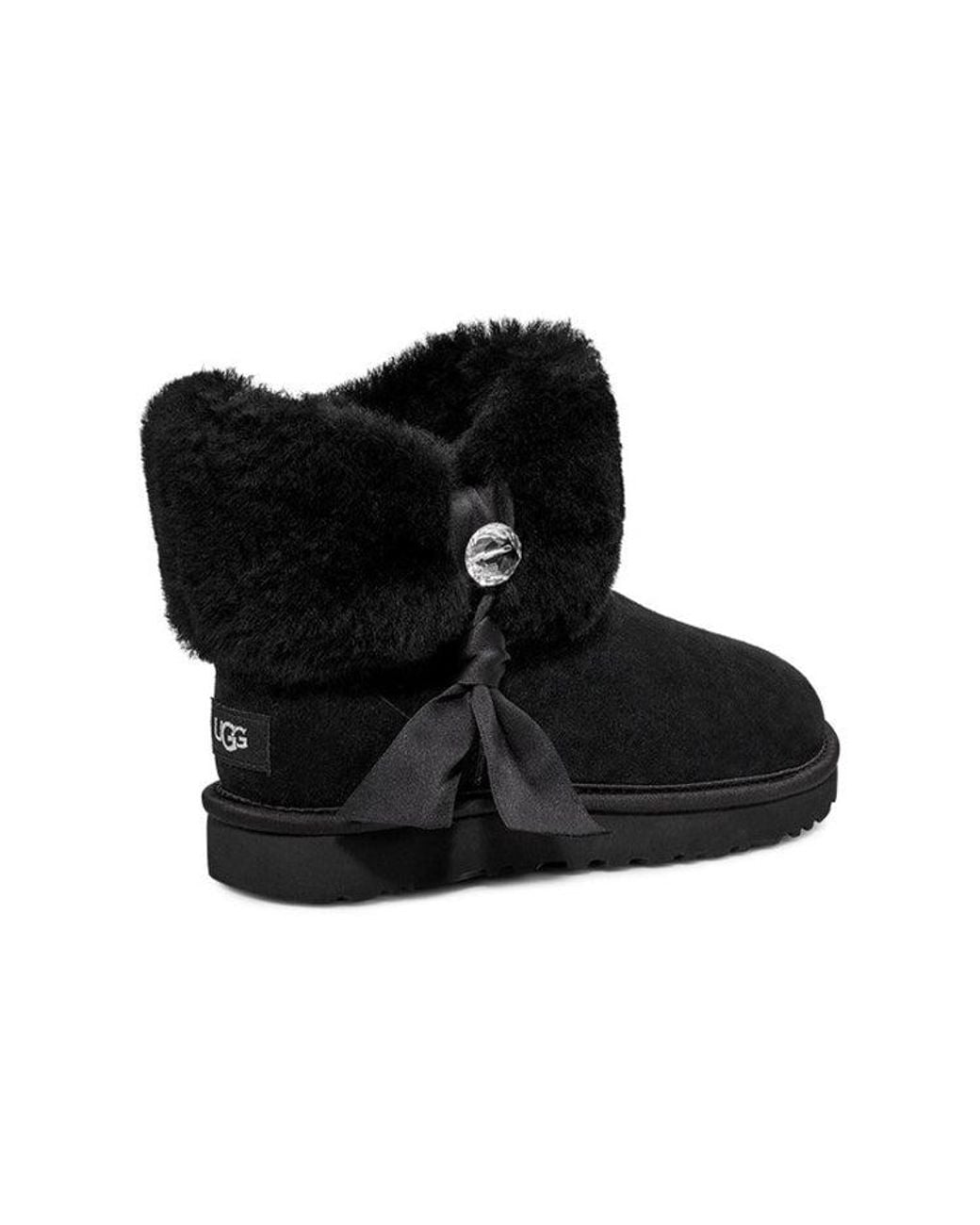 Ugg Black (Wmns) Cinched Fur Mini Snow Boots