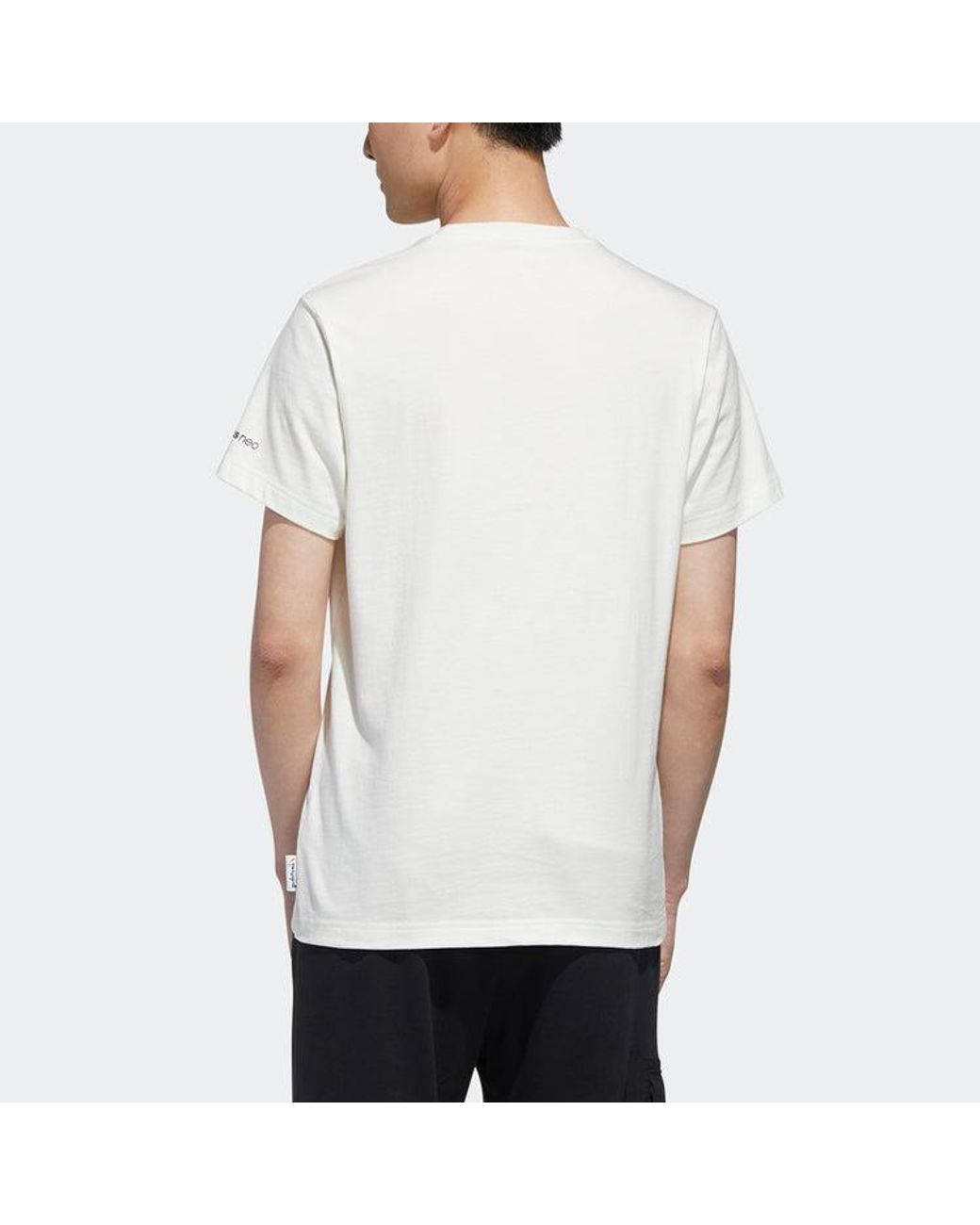 Adidas White Neo X M Gdtm Tee Crossover Printing Round Neck Sports Short Sleeve for men