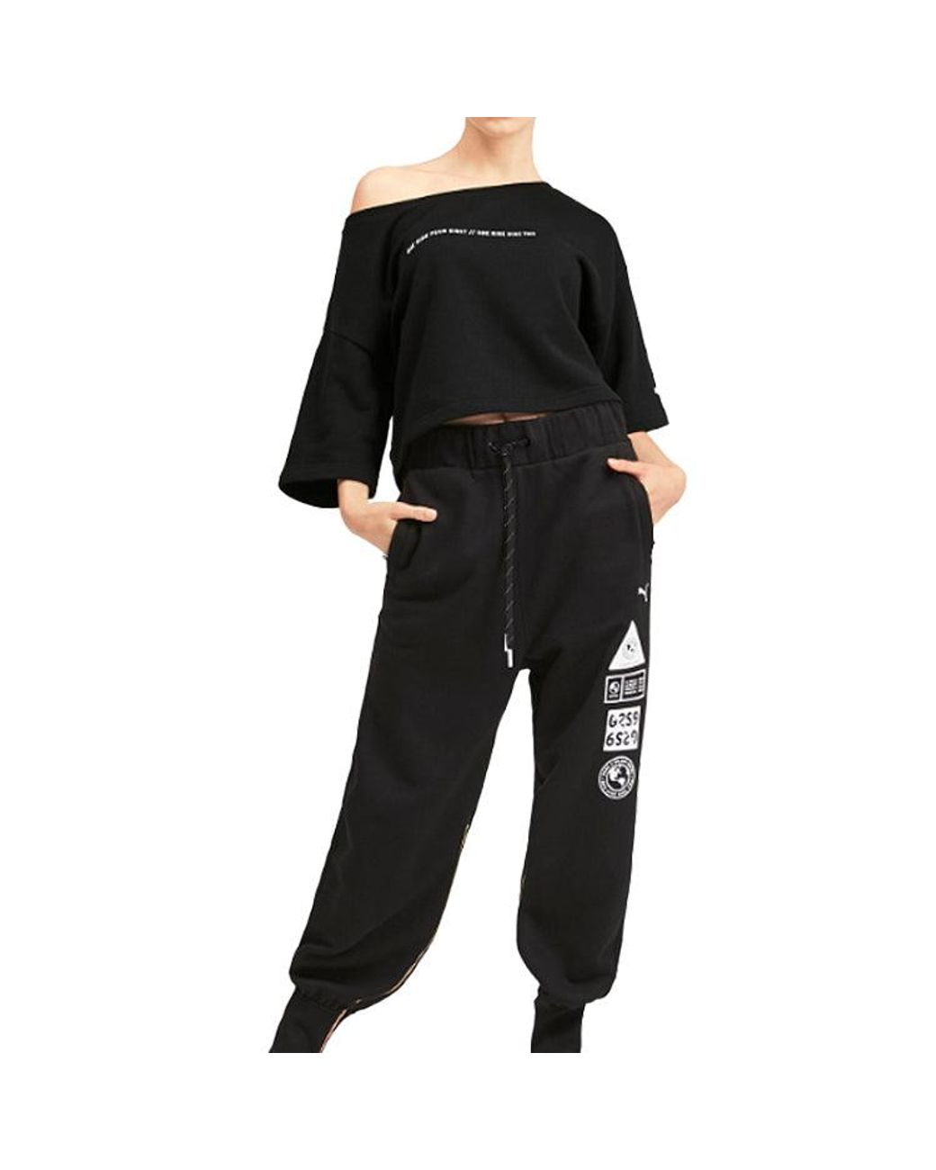PUMA Black (Wmns) Printing Round-Neck Sweatshirt
