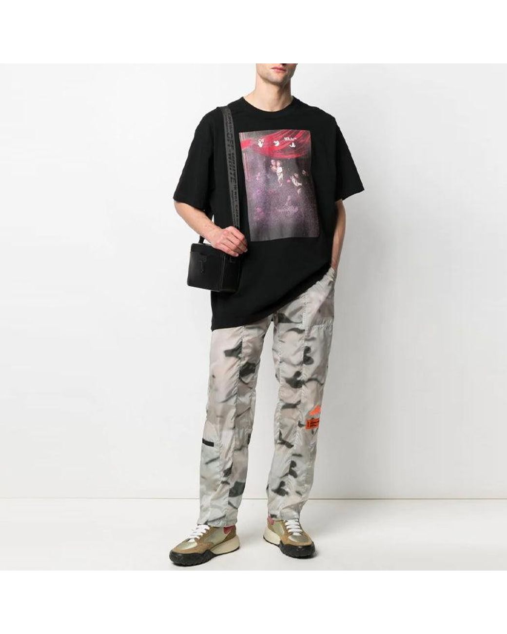 Off-White c/o Virgil Abloh Black Pattern Arrow Printing Loose Fit Short Sleeve for men