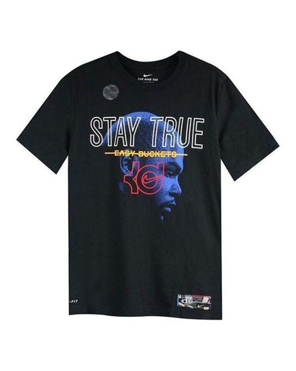 Nike Black Kd Dri-Fit Alphabet Portrait Printing Short Sleeve for men