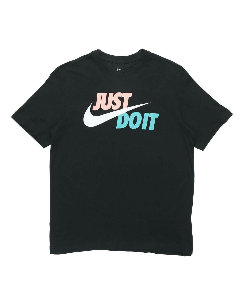 Nike Black Just Do It Contrasting Colors Alphabet Printing Round Neck Short Sleeve for men