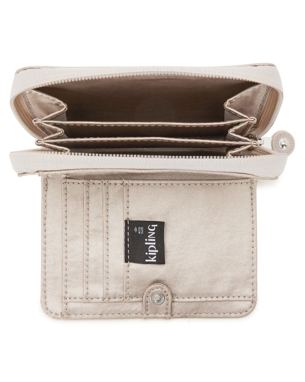 Kipling Gray Wallet & Purses Money Love Metallic Glow Medium 100% Polyamide