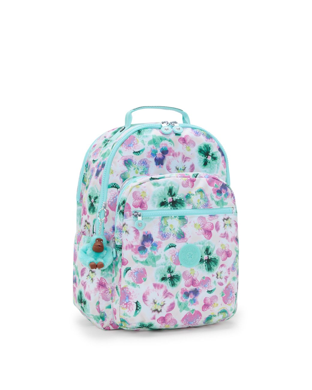 Kipling Blue Backpack Seoul College Flower Field Large
