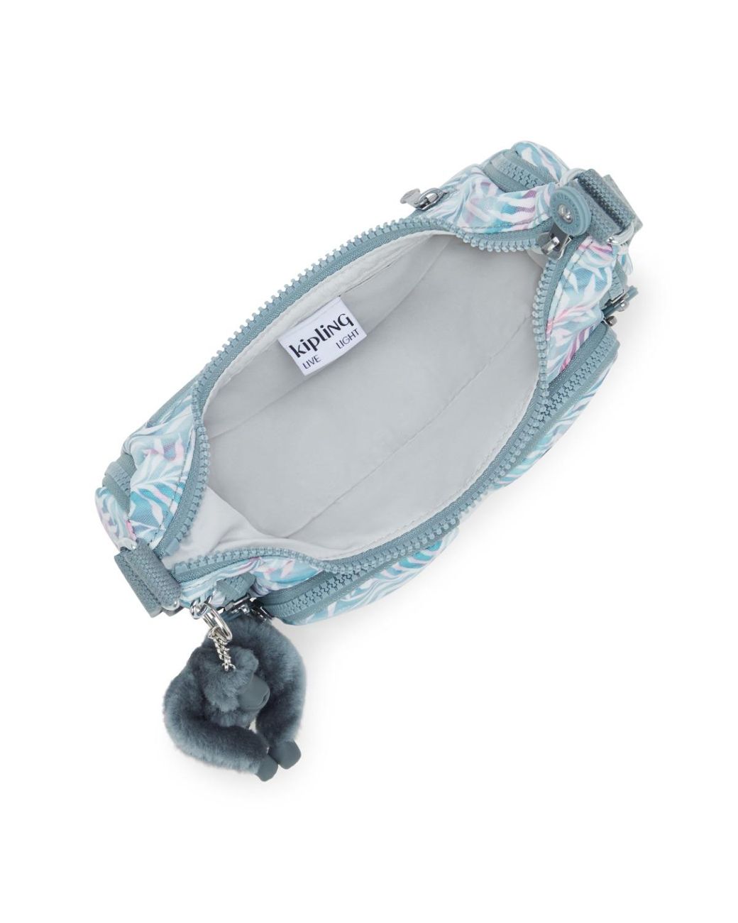 Kipling Blue Crossbody Bag Rikka Mini Palmtree Leaves Small