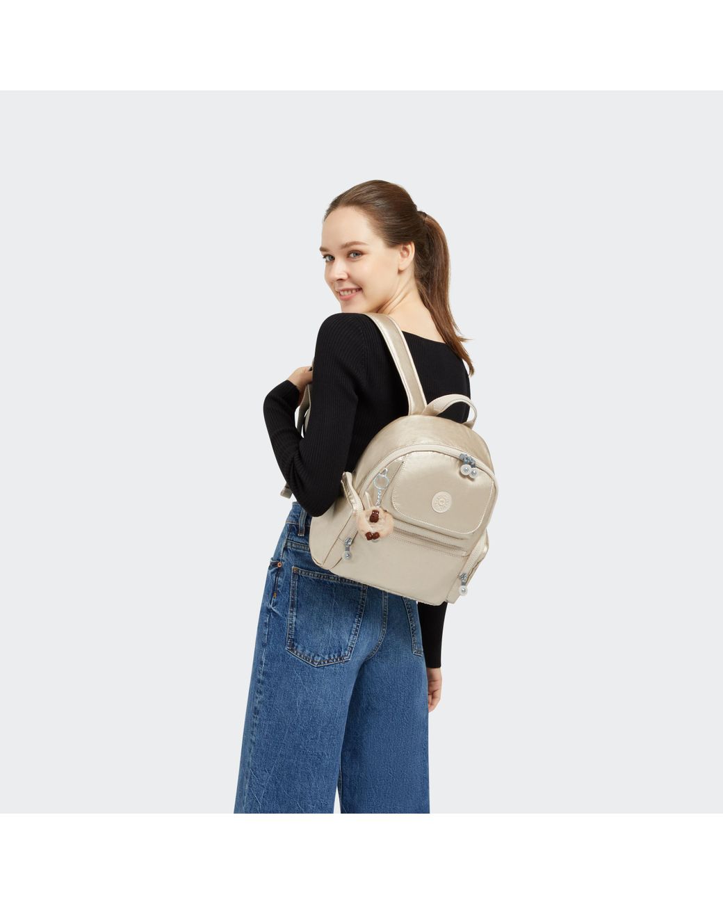 Kipling Blue Backpack Matta Starry Metallic Medium