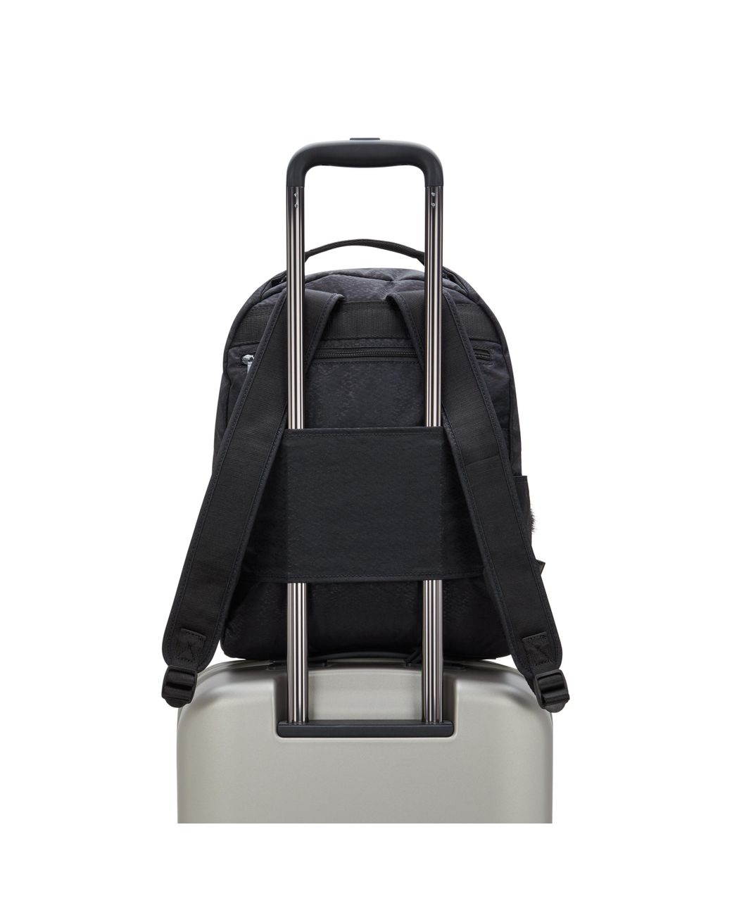 Kipling Black Backpack Micah Python Embossed Medium 60% Polyamide, 40% Recycled Polyamide