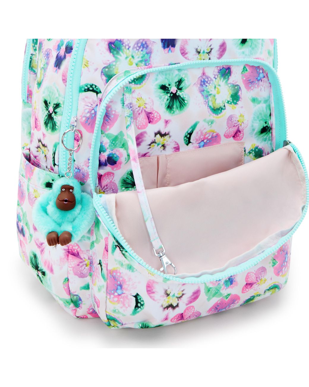 Kipling Blue Backpack Seoul College Flower Field Large
