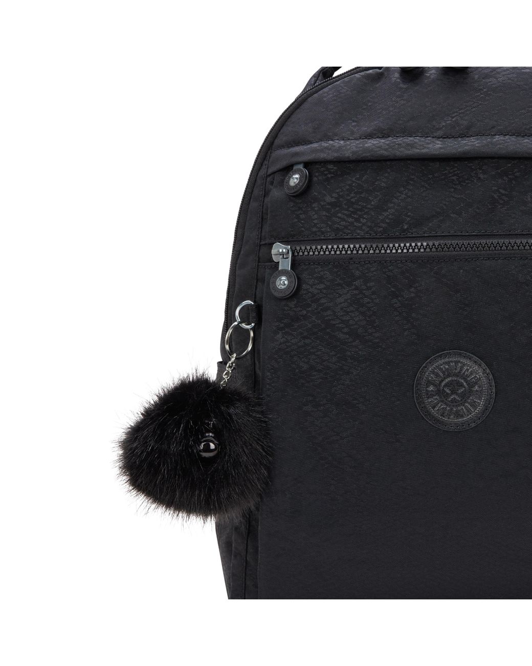 Kipling Black Backpack Micah Python Embossed Medium 60% Polyamide, 40% Recycled Polyamide