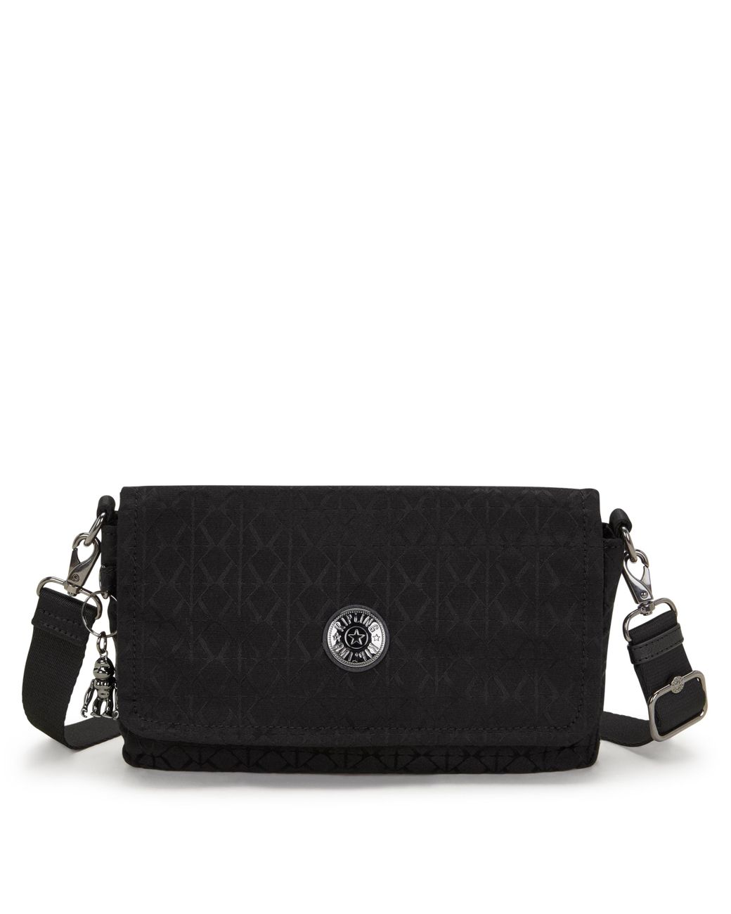 Kipling Black Shoulder Bag Aras Up Sign Jacquard Small