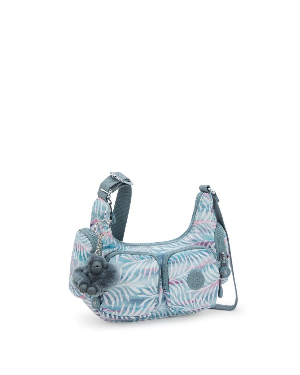Kipling Blue Crossbody Bag Rikka Mini Palmtree Leaves Small
