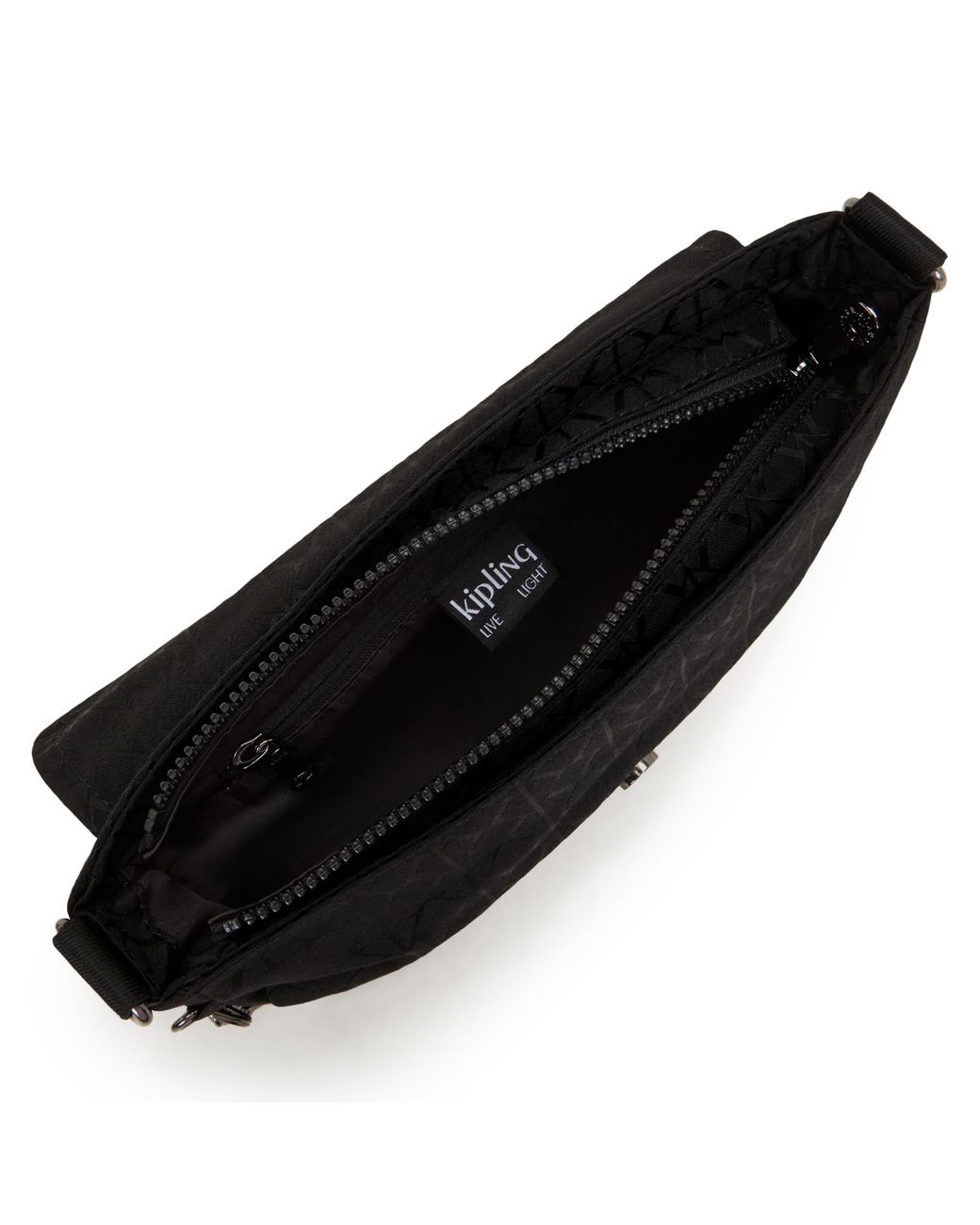 Kipling Black Shoulder Bag Aras Up Sign Jacquard Small