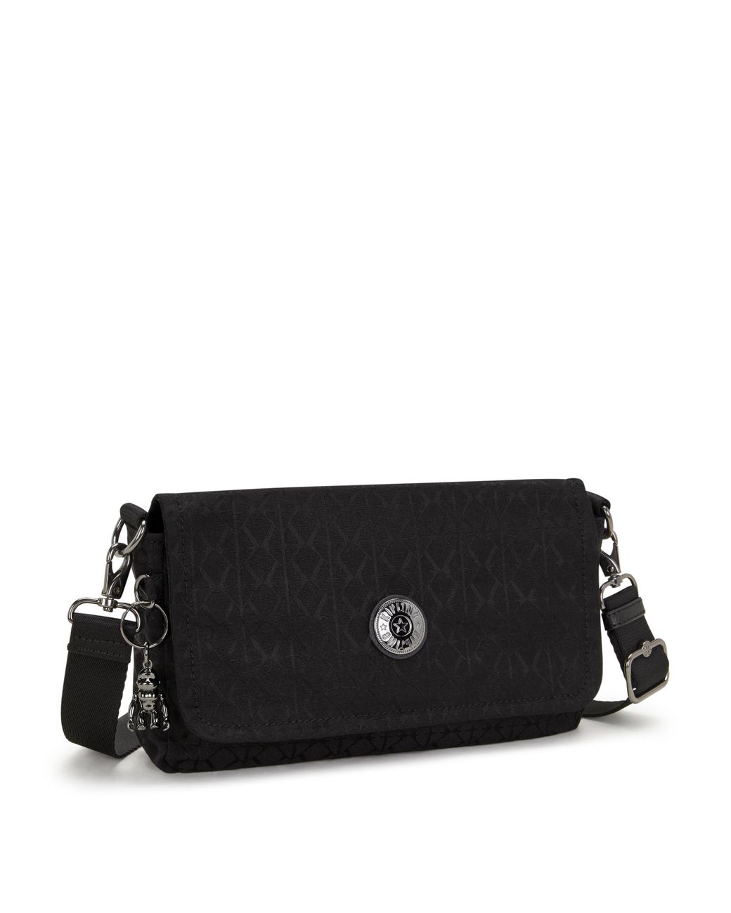 Kipling Black Shoulder Bag Aras Up Sign Jacquard Small