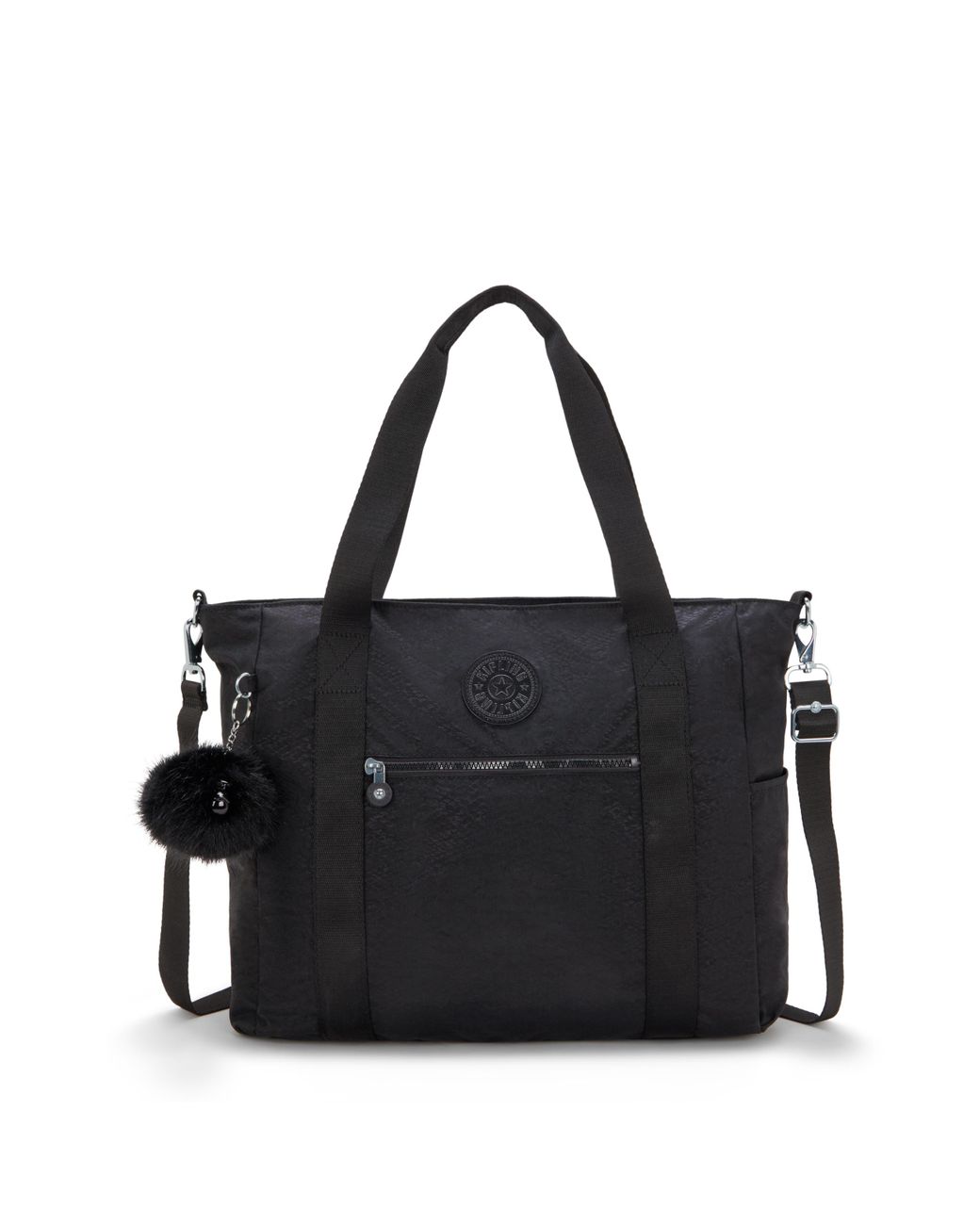 Kipling Black Tote Jayla Python Embossed Large 60% Polyamide, 40% Recycled Polyamide