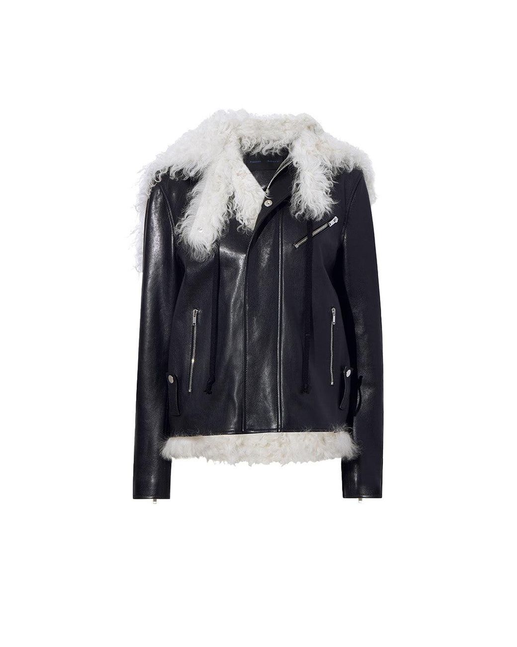 Proenza Schouler Leather Shearling Motorcycle Jacket in Blue Lyst UK