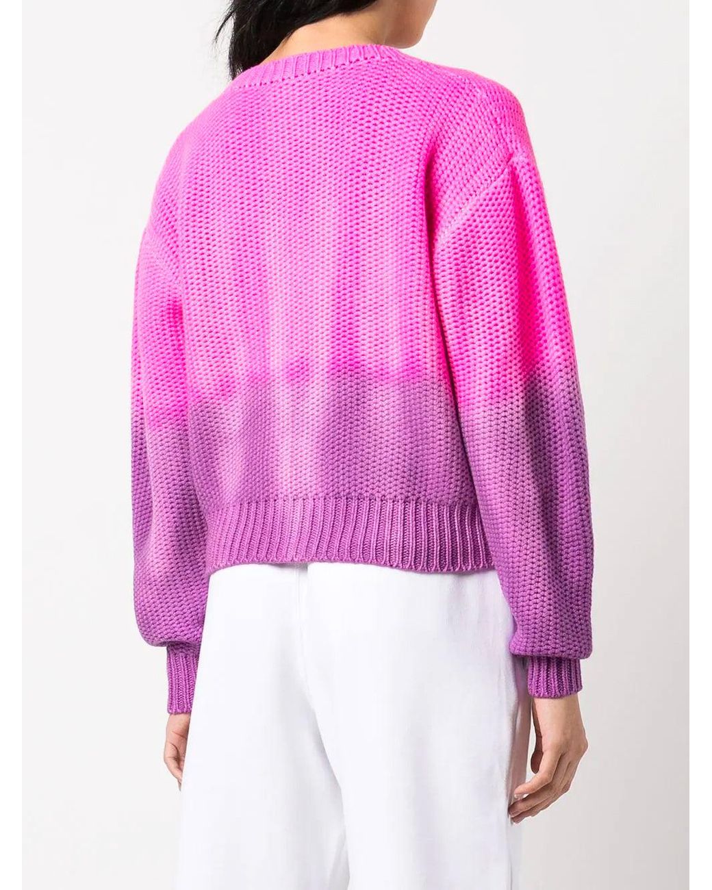The Elder Statesman Dip Grain V-neck Crop Sweater in Pink | Lyst