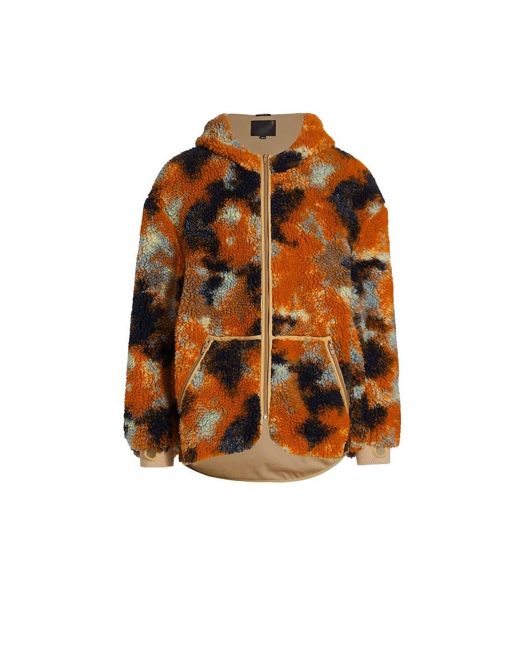 R13 Orange Oversized Zip up Fleece Hoodie