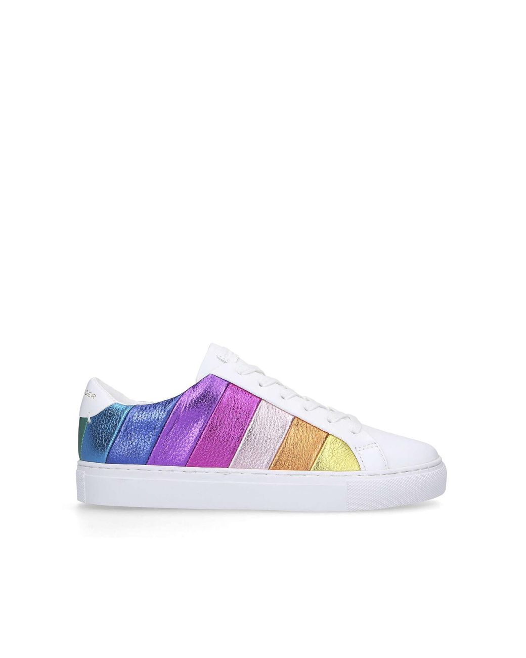 Kurt Geiger Leather Rainbow Stripe Lace Up Sneakers - Lyst