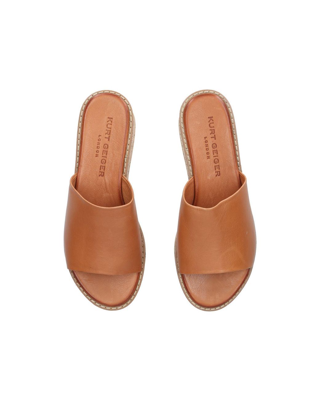 Kurt Geiger Maci Flatform Mules in Brown Lyst UK