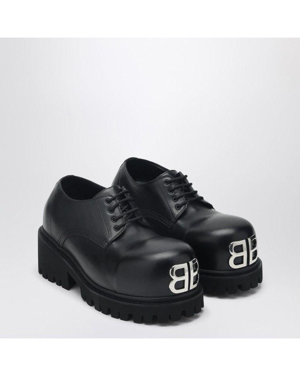 Balenciaga Oversized Toe Derby Dress Shoes With Metal Logo  display picture 3