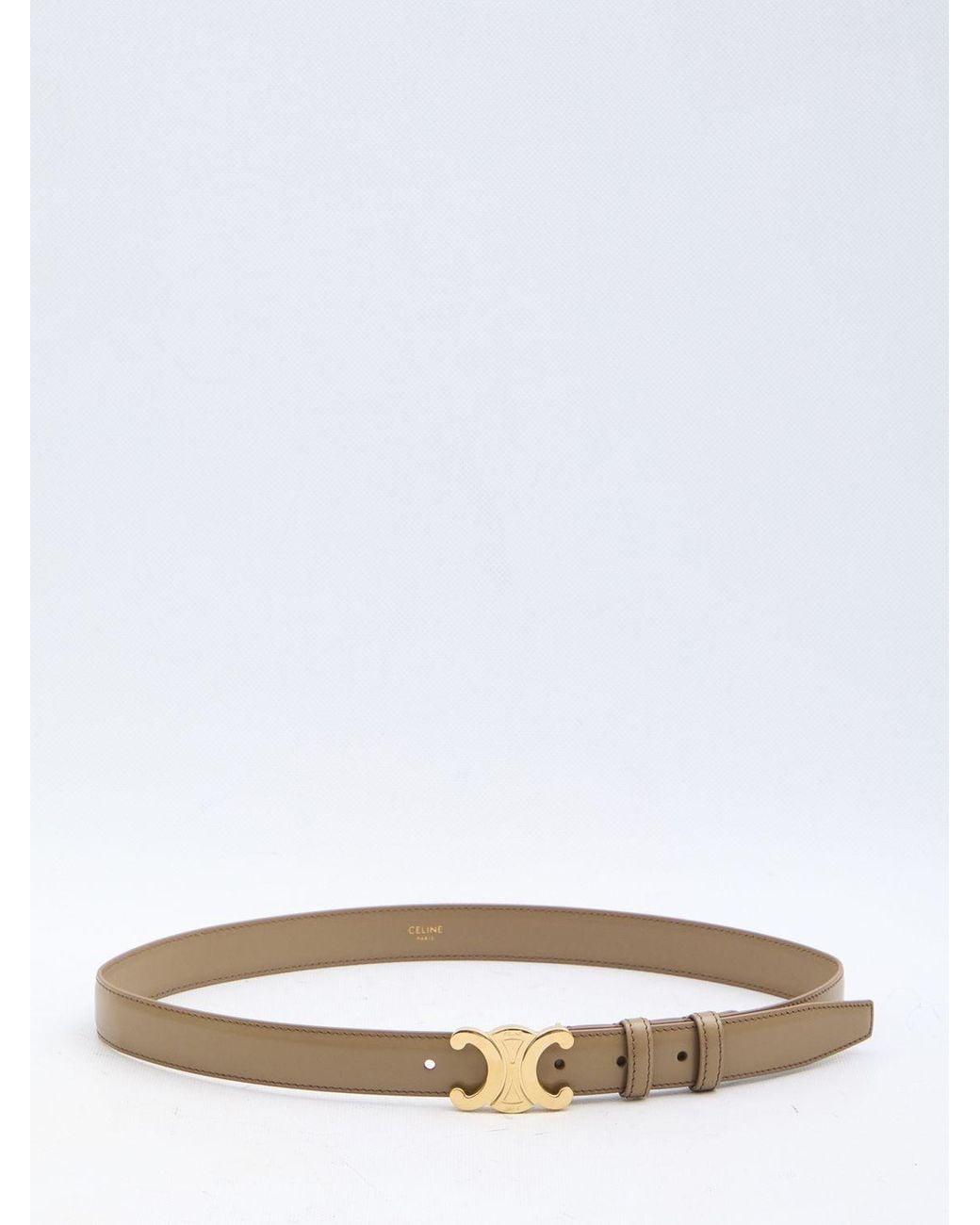 Celine Triomphe Belt in White | Lyst