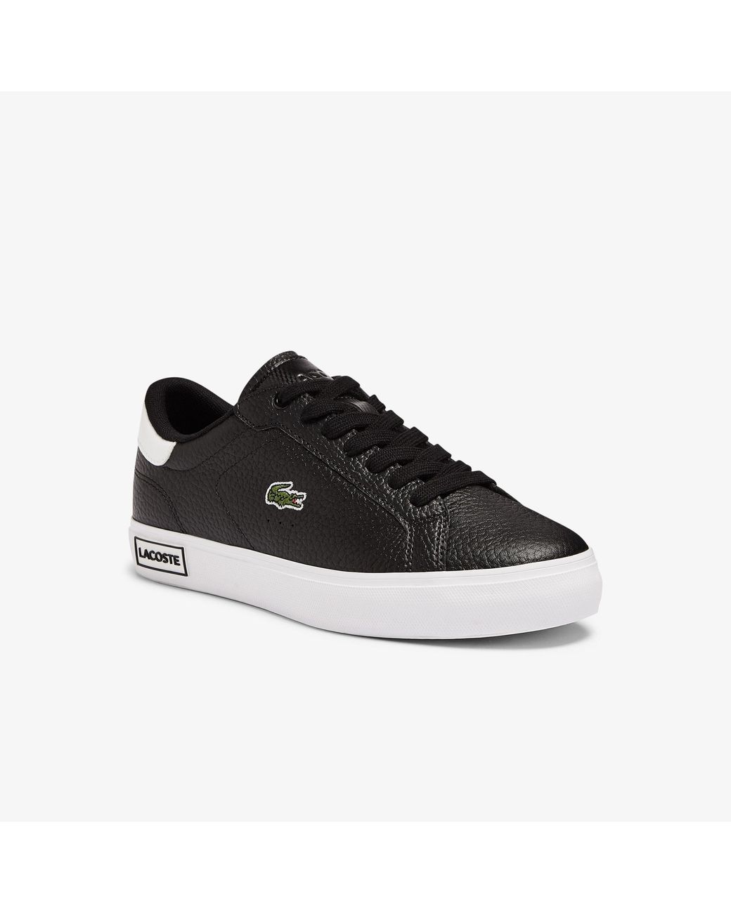 Lacoste Powercourt Leather And Synthetic Sneakers - 5 in Black - Lyst