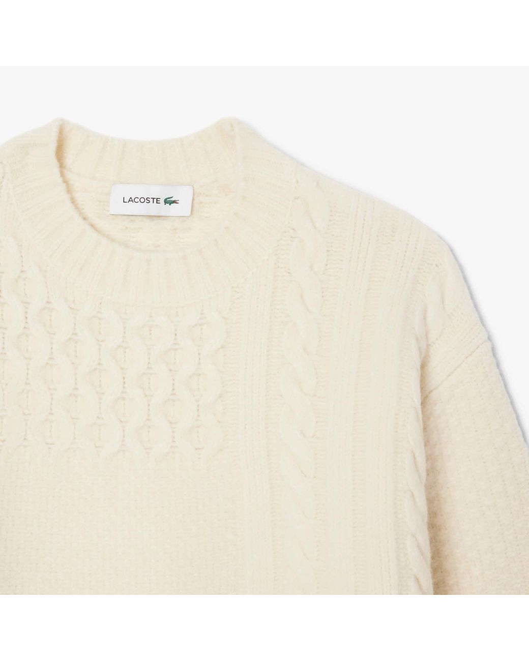 Lacoste White Patchwork Effect Wool Sweater Dress