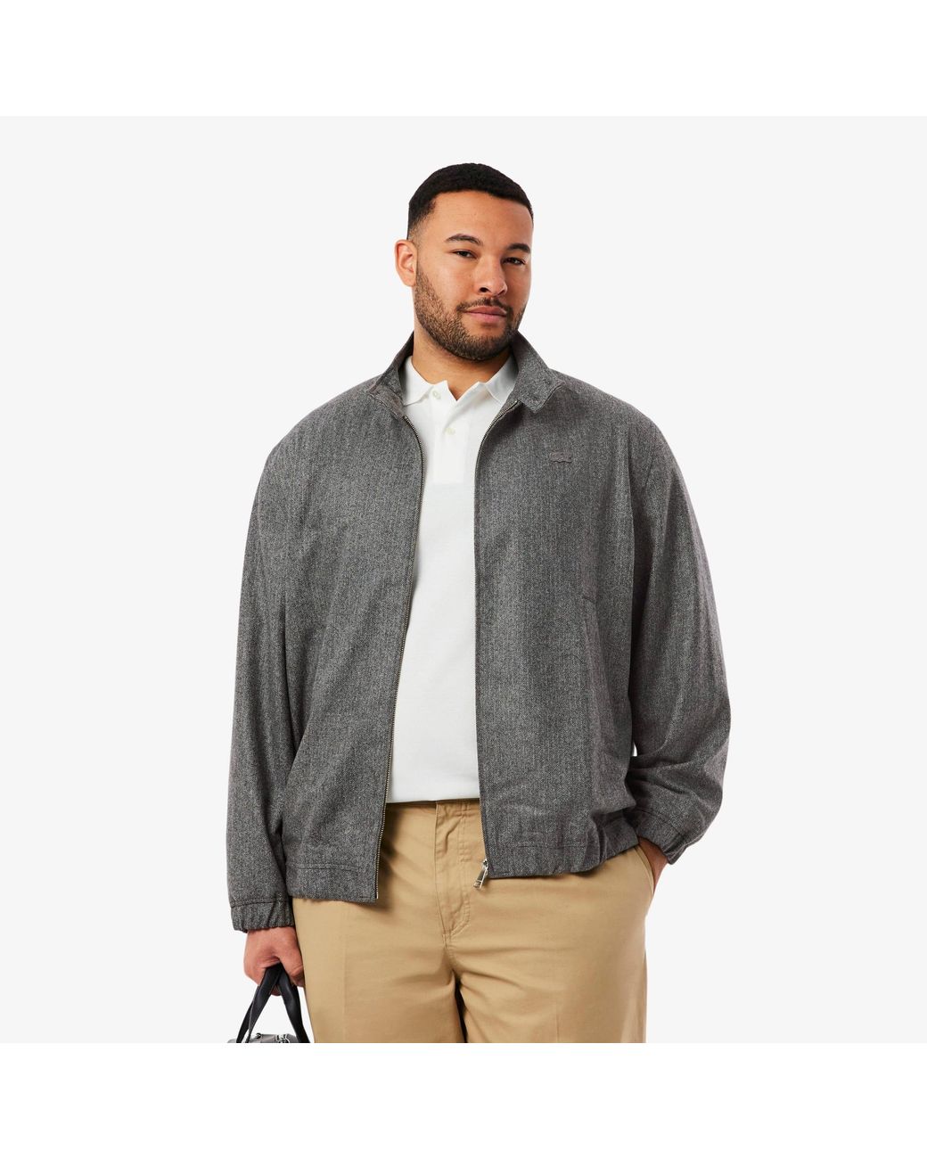 Lacoste Gray Wool Harrington Jacket for men