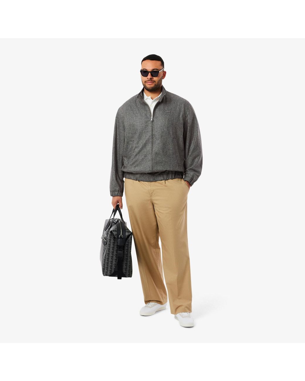 Lacoste Gray Wool Harrington Jacket for men