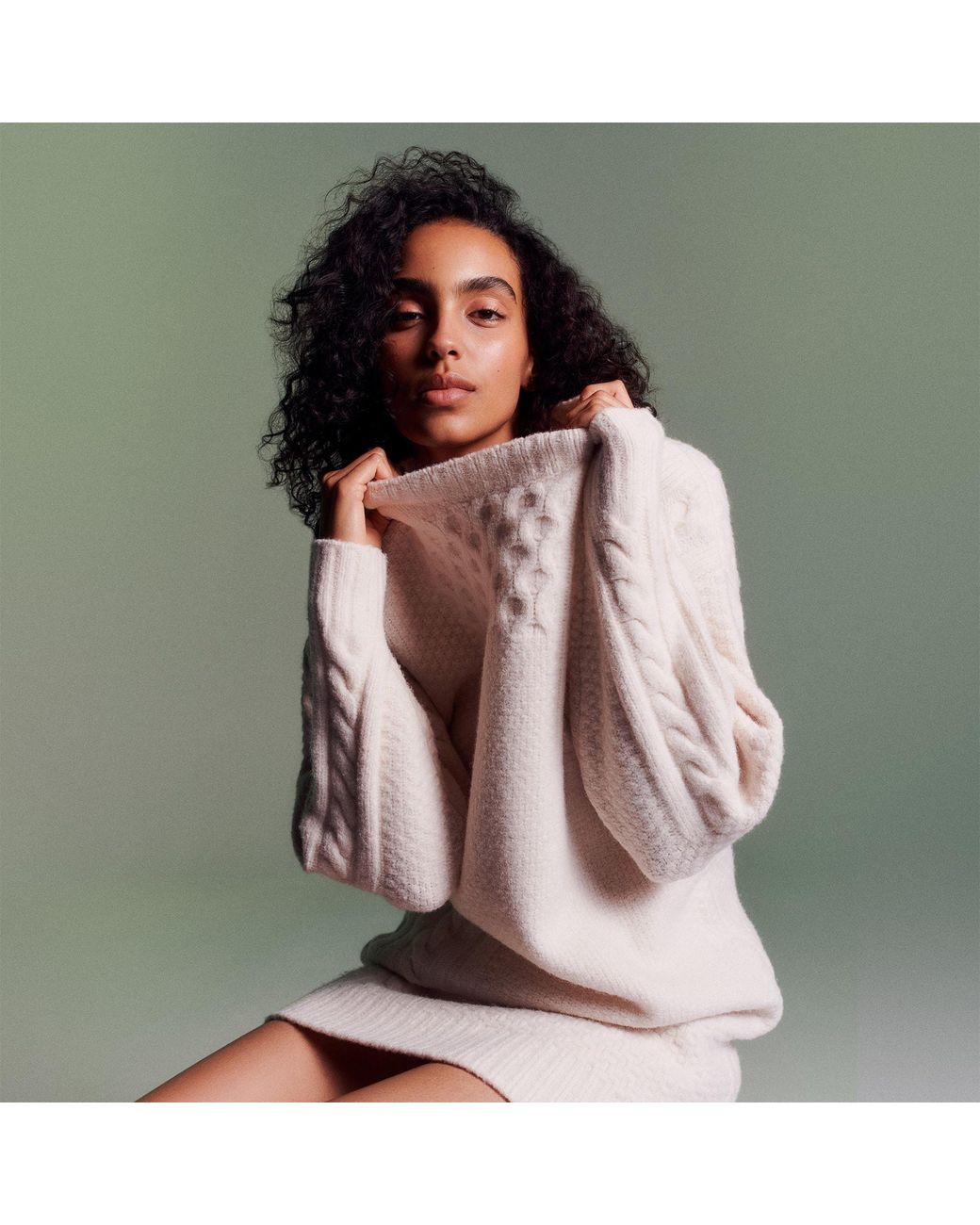 Lacoste White Patchwork Effect Wool Sweater Dress