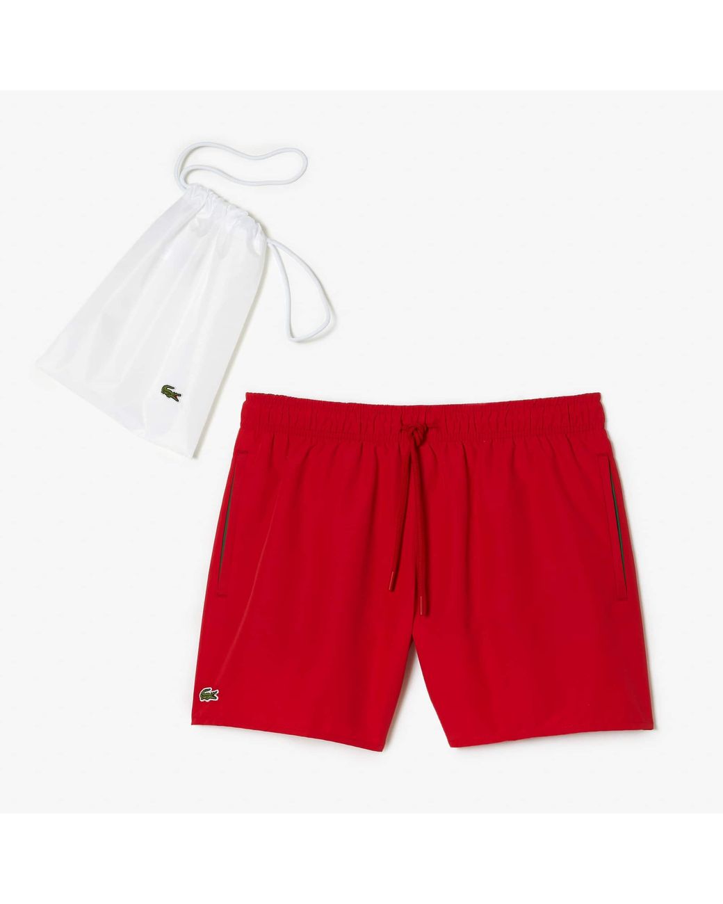 Lacoste Red Quick-Dry Swim Trunks for men