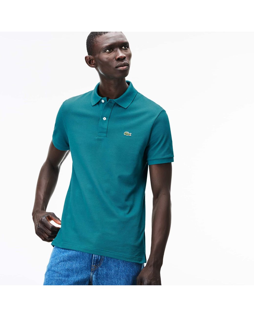 Lacoste Cotton Slim Fit Polo In Petit Piqué in Green for Men - Lyst