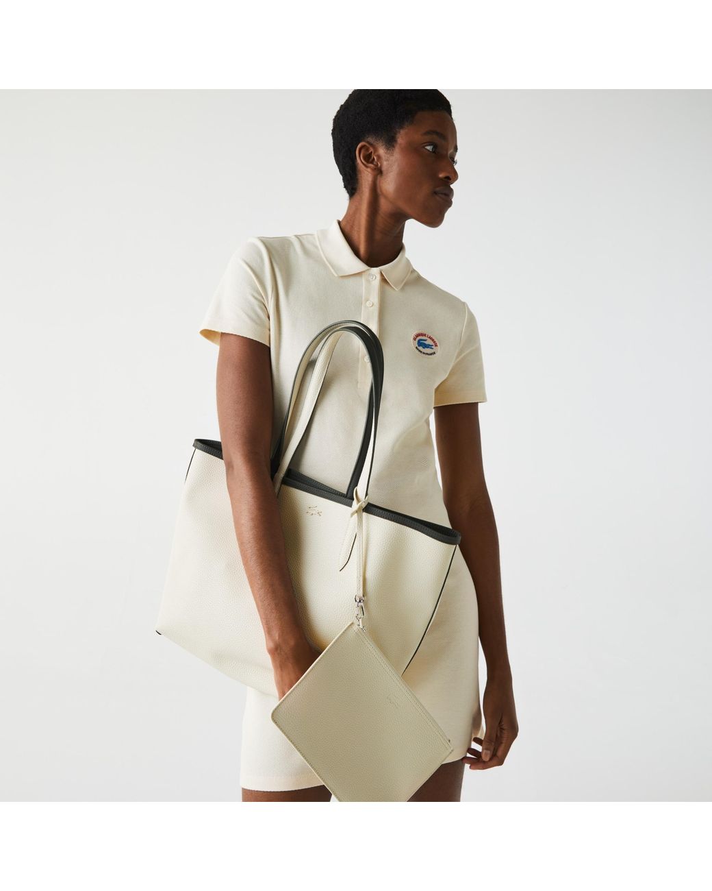 Lacoste Canvas Anna Reversible Bicolor Tote Bag One Size in Green